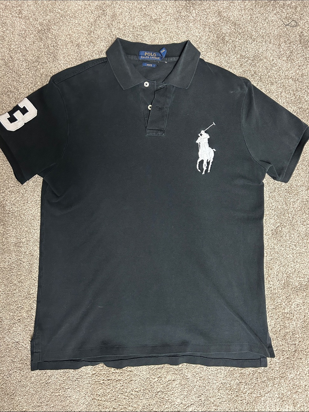 Vintage Polo Ralph Lauren Black Big Pony Slim Fit Shirt